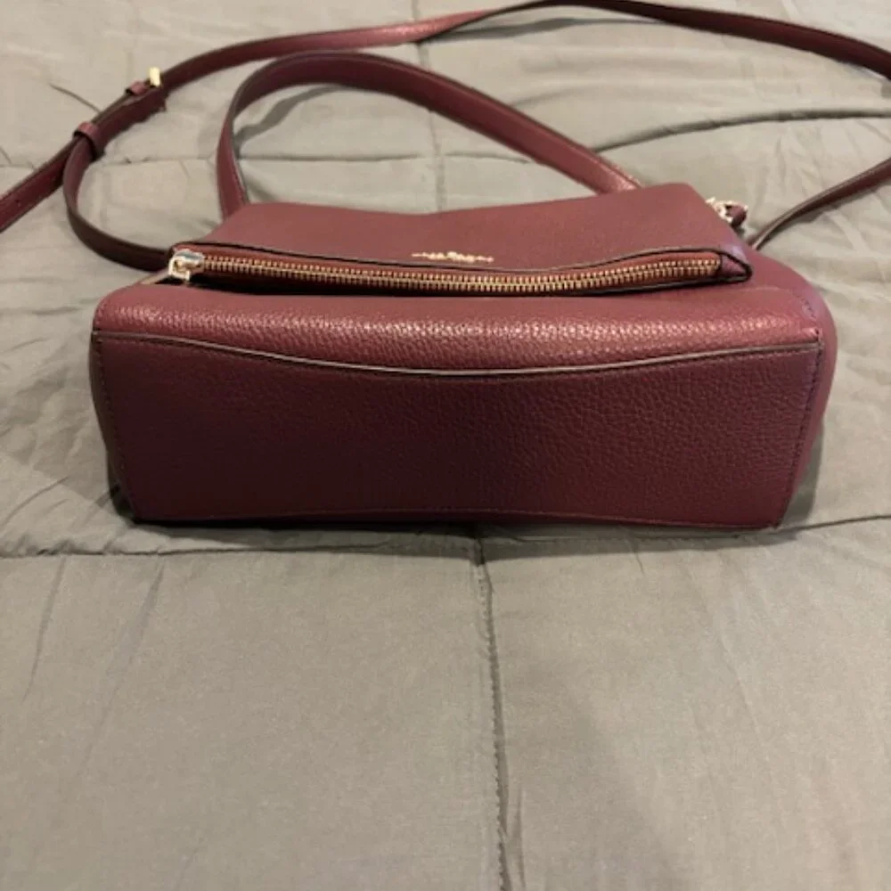 Kate Spade Burgundy Medium Flap Shoulder Bag with Adjustable Strap - Picture 8 of 10